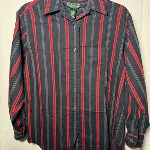 Ralph Lauren Red and Black Casual Button Down Shirt